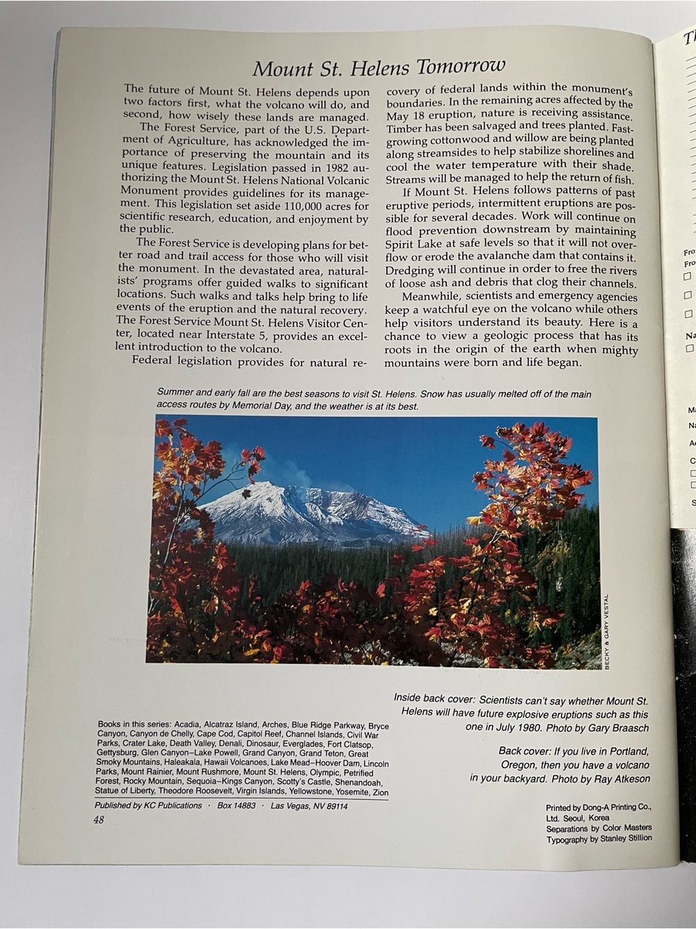 Vintage Mount St. Helens Scenic scenery 1986. - Picture 6 of 6